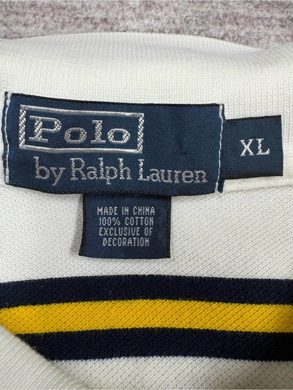 Ralph Lauren Mens Preppy Short Sleeve Polo Shirt Size XL White Striped Hi Lo